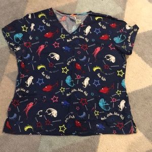 Scrubs top dr Seuss one fish two fish scrub